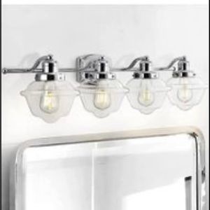 Orleans 35.75 in. 4-Light Chrome Iron/Glass Coastal Cottage LED Vanity Light